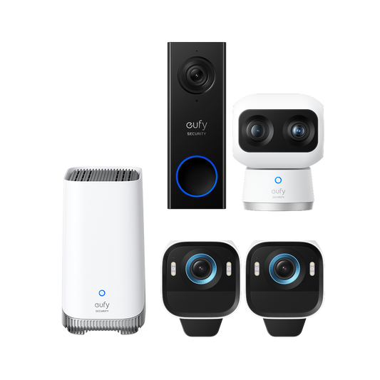 Kit de 2 caméras eufyCam S3 Pro+Caméra intérieure S350+Sonnette vidéo C30 eufy Security