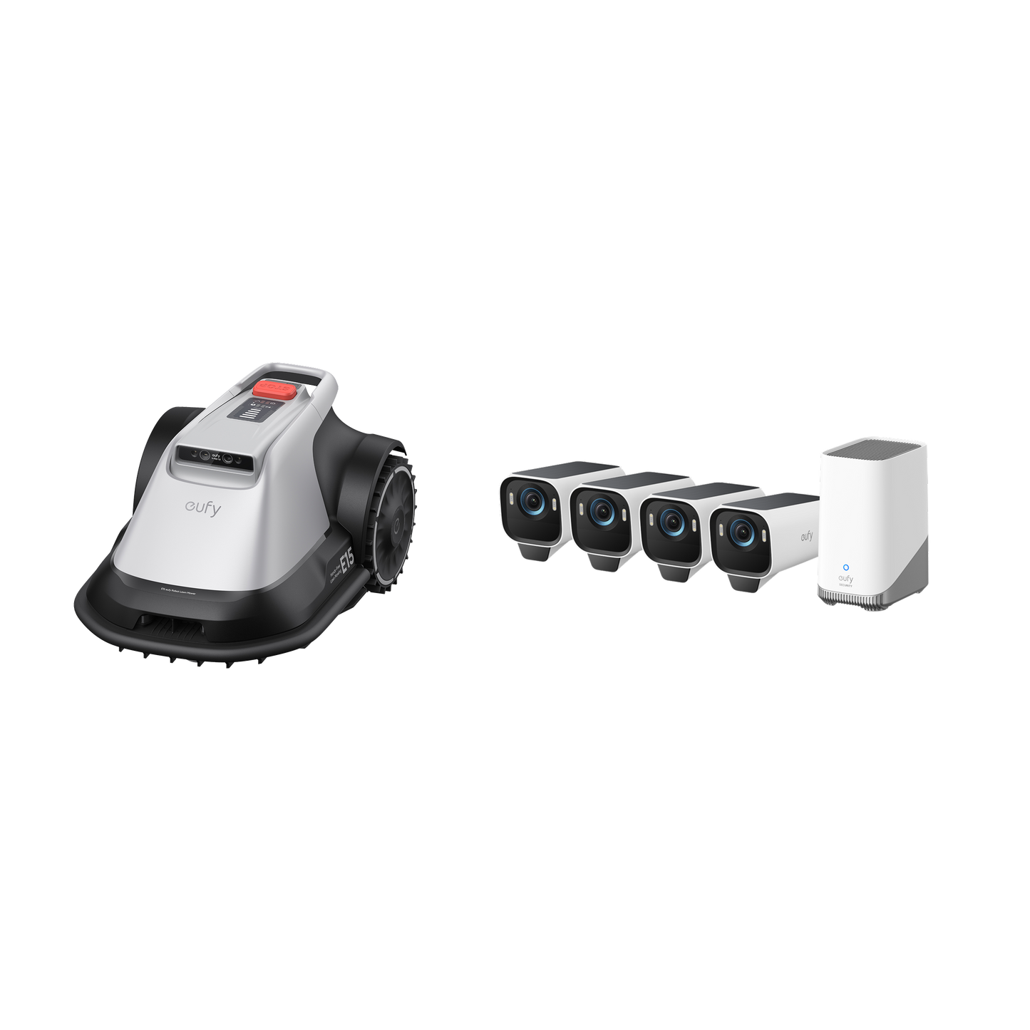 eufy Robot tondeuse E15 + Kit de 4 caméras eufyCam S3 Pro