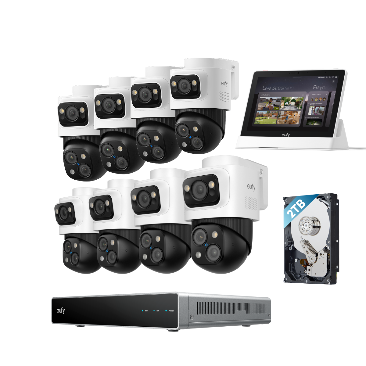 kit de 8 eufy Système de sécurité NVR PoE S4 Max + Smart Display