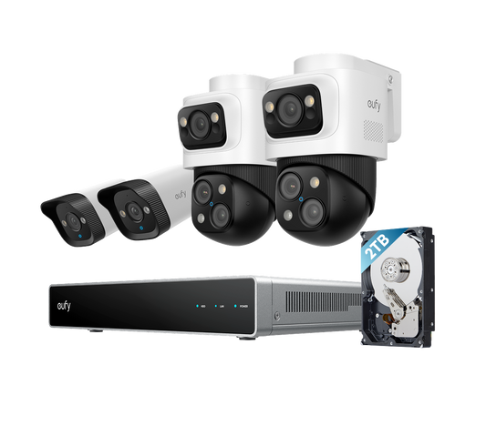 eufy Système de sécurité NVR PoE S4, 2 caméras Bullet PTZ et 2 Bullet