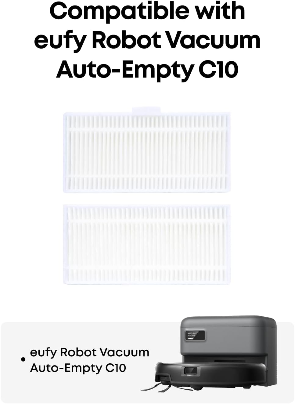 eufy Filtre de remplacement lavable pour C10 - Lot de 2