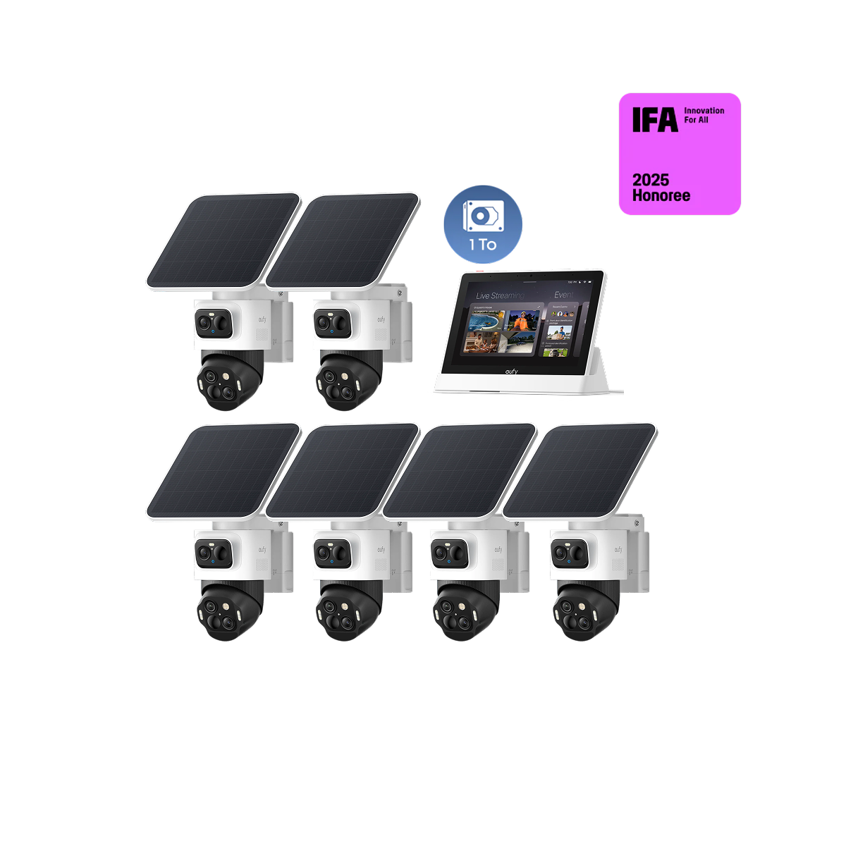 Kit de 6 caméras eufyCam S4 & Smart Display& Disque dur 1 To