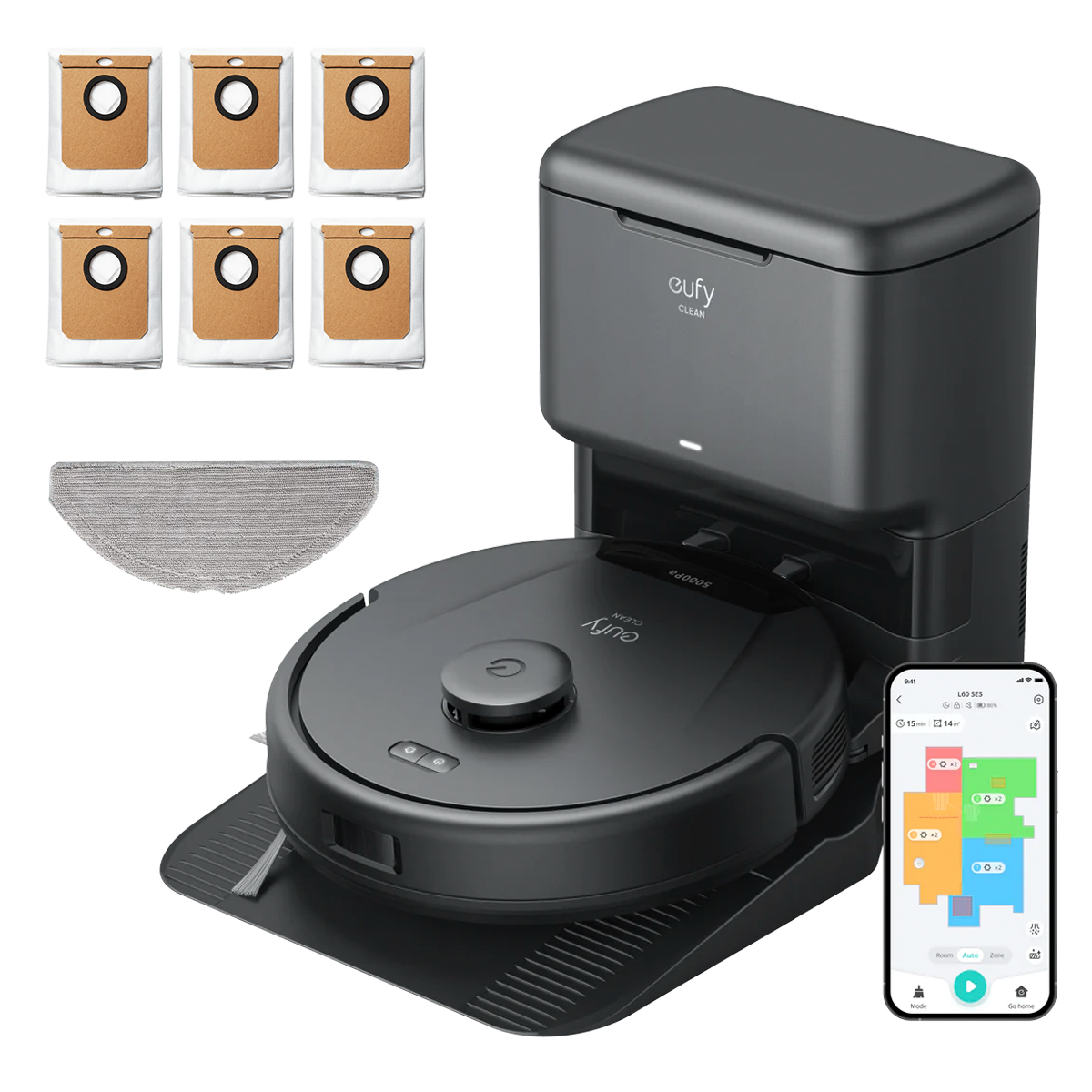 eufy Clean L60 et station avec système d'autovidage + Sacs à poussière 60 jours