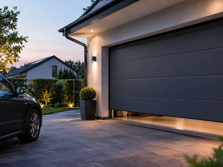 Porte de garage éclairée pour plus de sécurité