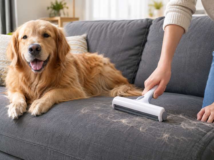 Enlever les poils de chien sur un canapé