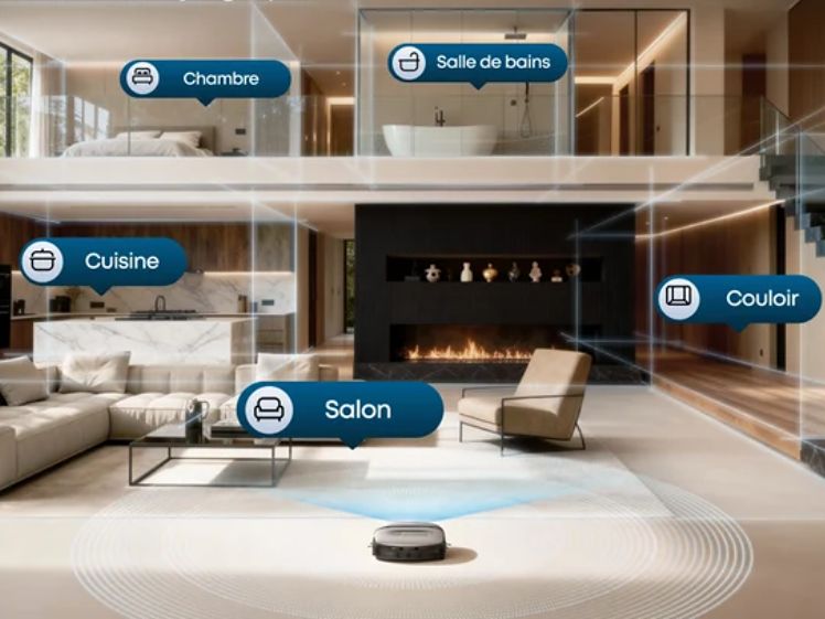 Aspirateur robot cartographiant les pièces et les sols