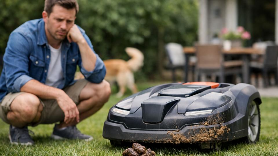 Robot tondeuse et crotte de chien