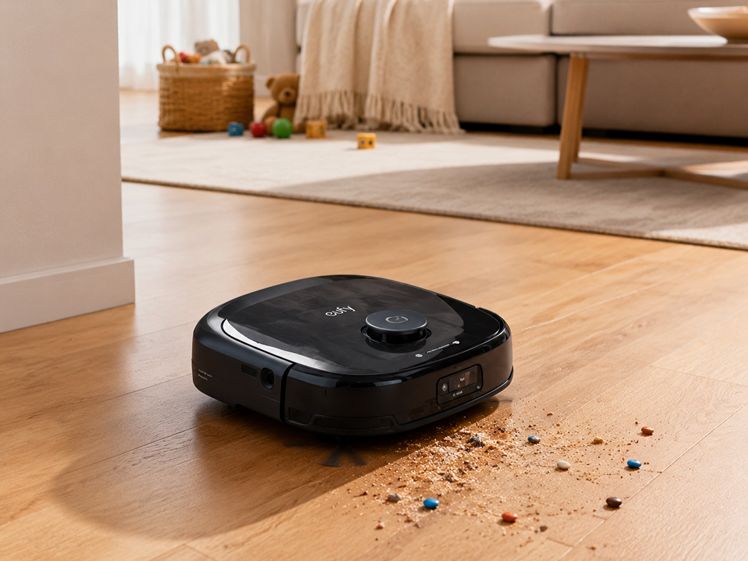 Aspirateur robot en marche