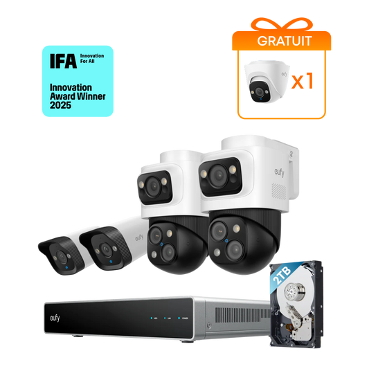 eufy Système de sécurité NVR PoE S4, 2 caméras Bullet PTZ et 2 Bullet