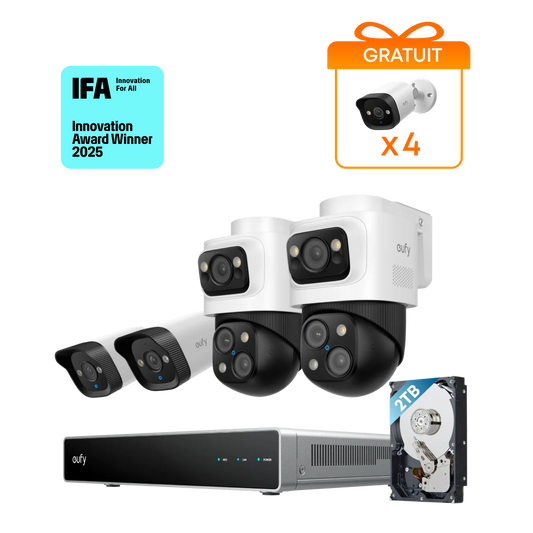 eufy Système de sécurité NVR PoE S4, 2 caméras Bullet PTZ et 2 Bullet