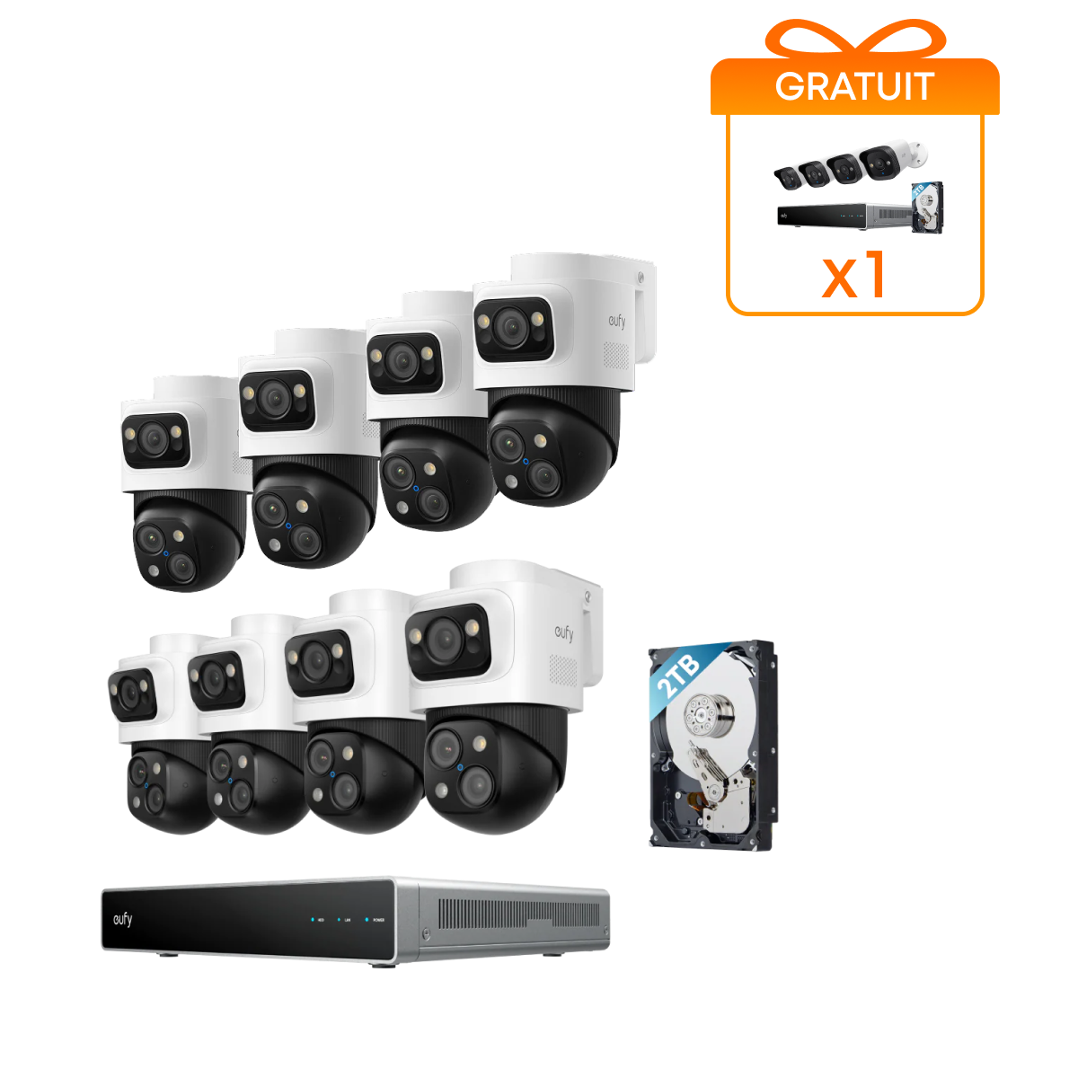 kit de 8 eufy Système de sécurité NVR PoE S4 Max