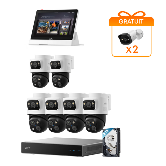 kit de 6 eufy Système de sécurité NVR PoE S4 Max + Smart Display