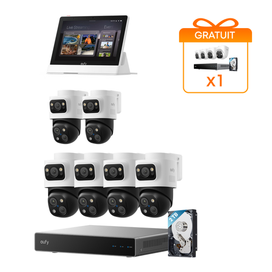 kit de 6 eufy Système de sécurité NVR PoE S4 Max + Smart Display