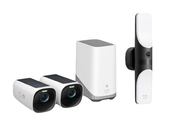 eufyCam S330 (eufyCam 3) + Applique murale filaire avec caméra intégrée S100