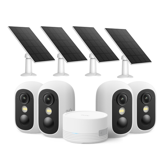 Kit 4 Caméras eufy C35 + HomeBase Mini & panneau solaire