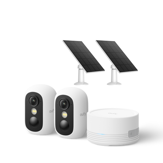 Kit 2 Caméras eufy C35 + HomeBase Mini & panneau solaire