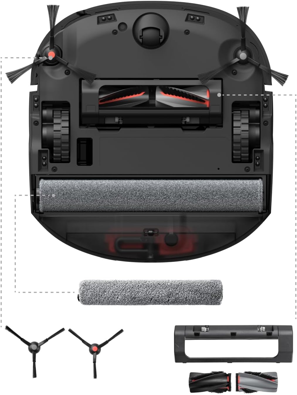 Kit de pièces de rechange pour robot aspirateur Omni E25/E28 eufy, brosse rotative avec poils et caoutchouc, protège-brosse, 2 brosses latérales, filtre lavable et 2 patins de nettoyage
