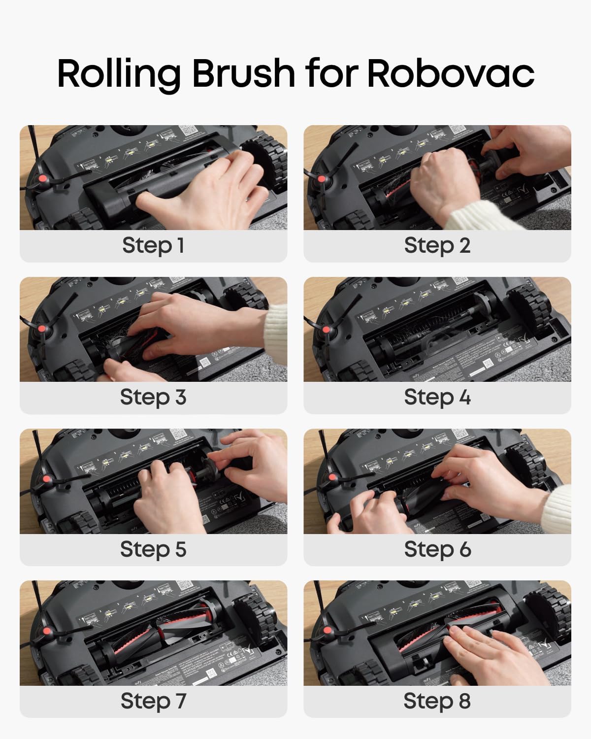Kit de pièces de rechange pour robot aspirateur Omni E25/E28 eufy, brosse rotative avec poils et caoutchouc, protège-brosse, 2 brosses latérales, filtre lavable et 2 patins de nettoyage