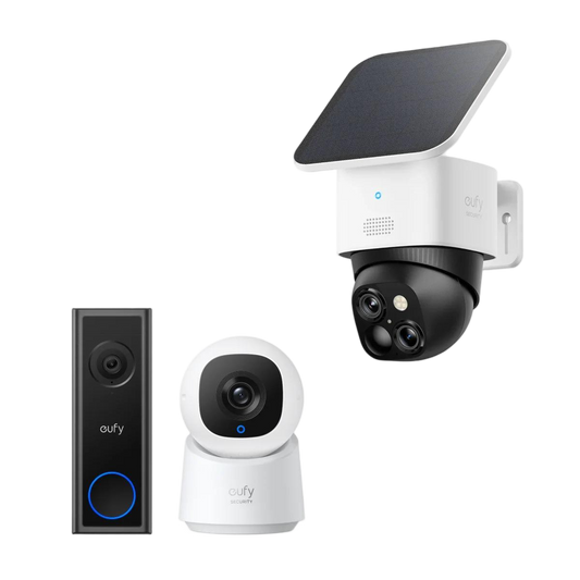 SoloCam S340+Sonnette vidéo C30 eufy Security+Caméra intérieure C210