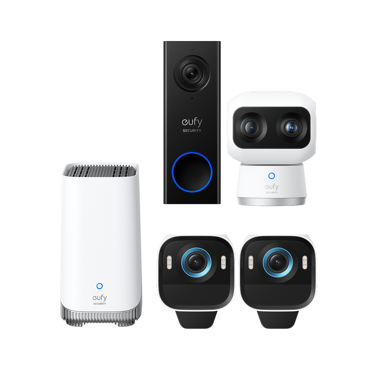 Kit de 2 caméras eufyCam S3 Pro+Caméra intérieure S350+Sonnette vidéo C30 eufy Security