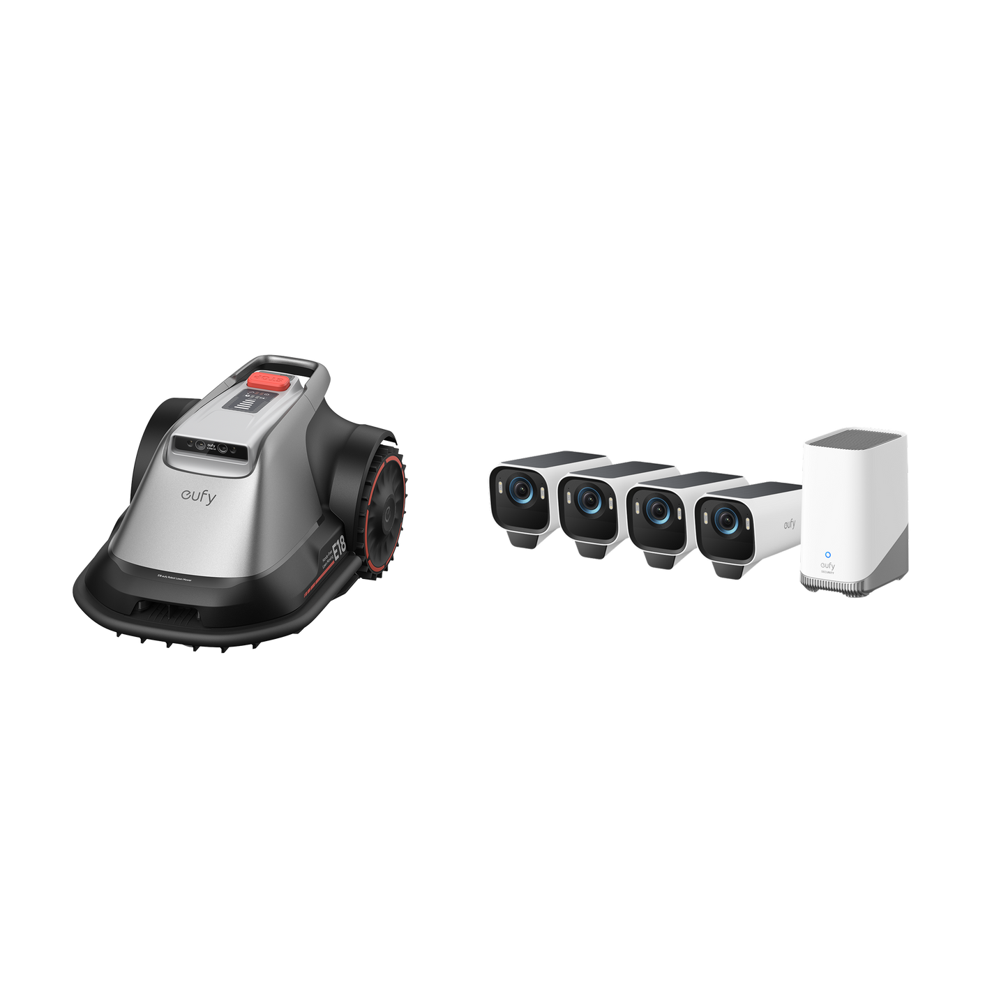 eufy Robot tondeuse E18 + Kit de 4 caméras eufyCam S3 Pro