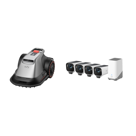 eufy Robot tondeuse E18 + Kit de 4 caméras eufyCam S3 Pro