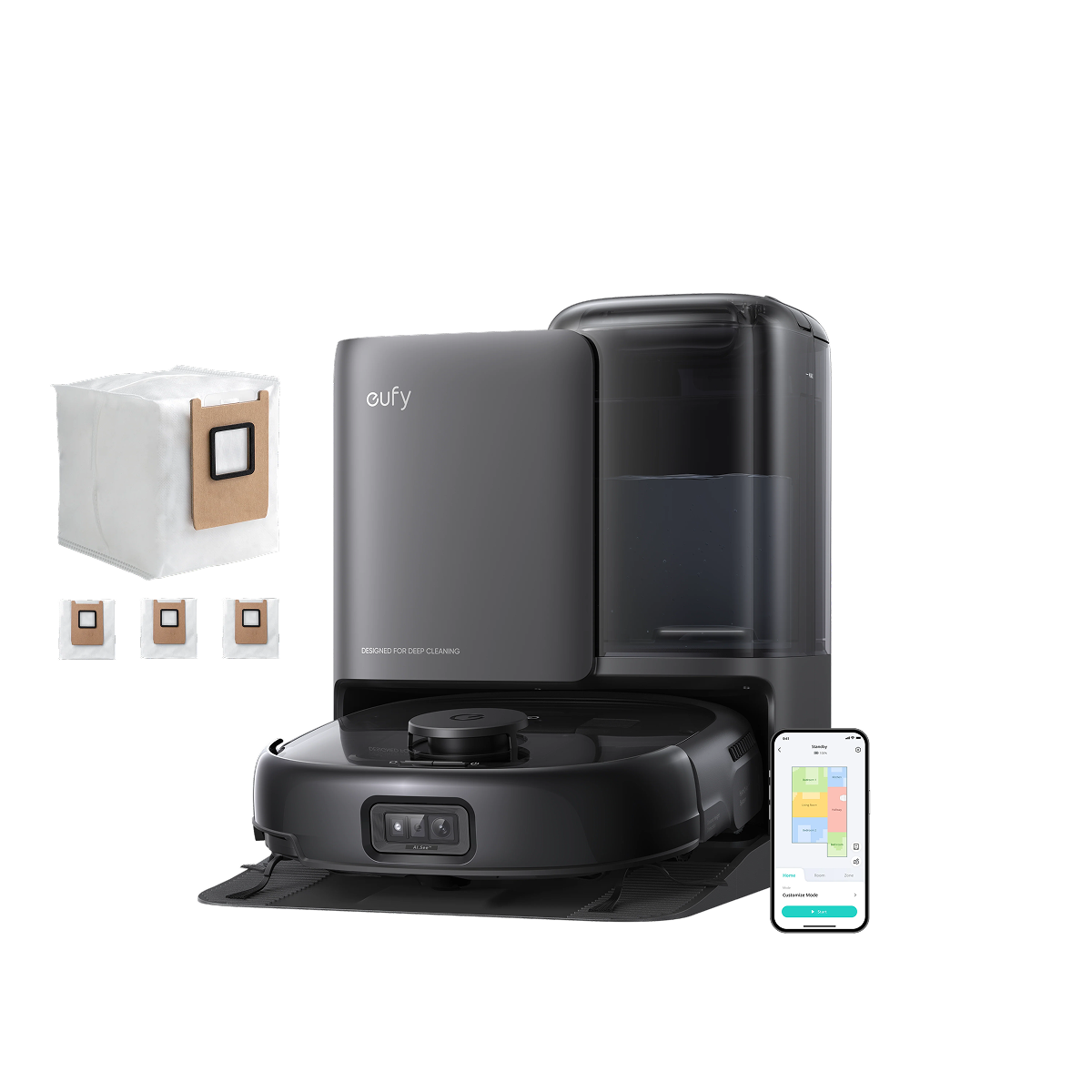 eufy Robot aspirateur Omni E25 + Sacs à poussière eufy