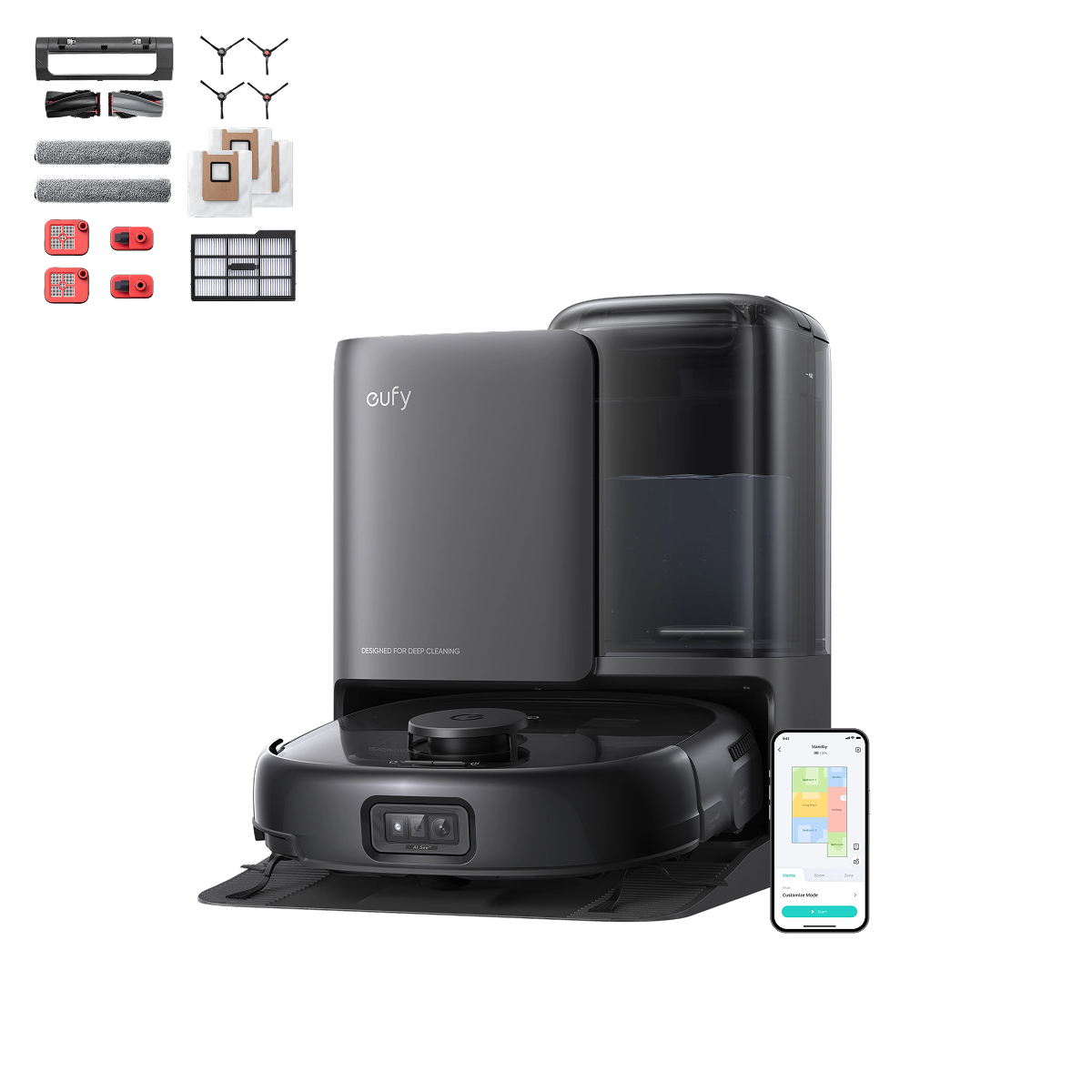 eufy Robot aspirateur Omni E25 + Kit de pièces de rechange pour robot aspirateur Omni E25/E28 eufy