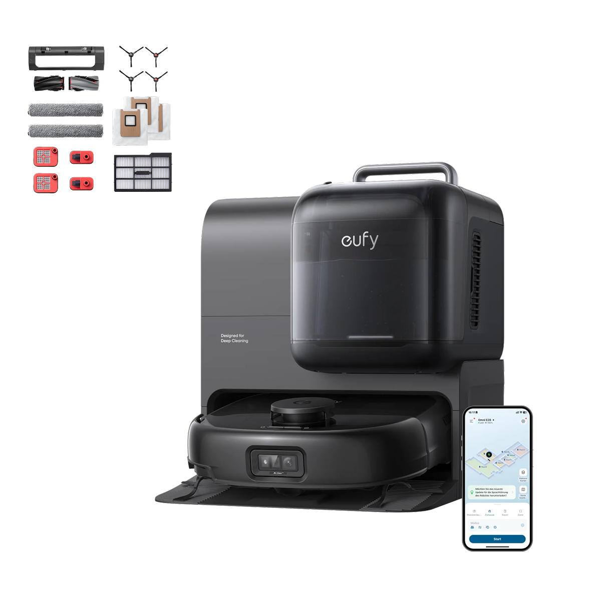 eufy Robot aspirateur Omni E28 + Kit de pièces de rechange pour robot aspirateur