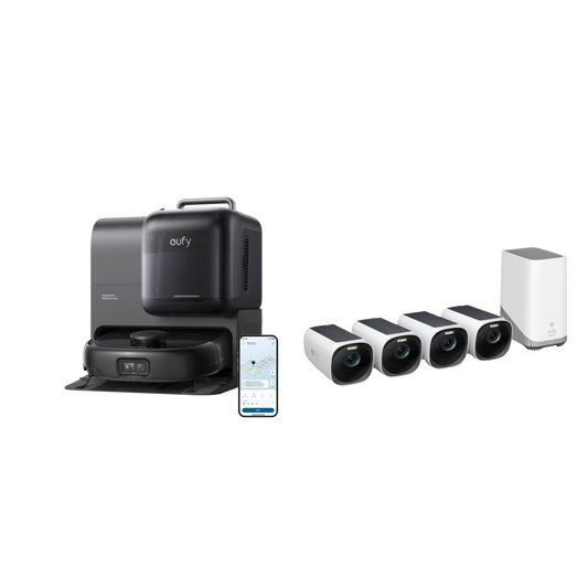 eufy Robot aspirateur Omni E28 +Kit de 4 caméras eufyCam S330 (eufyCam 3)