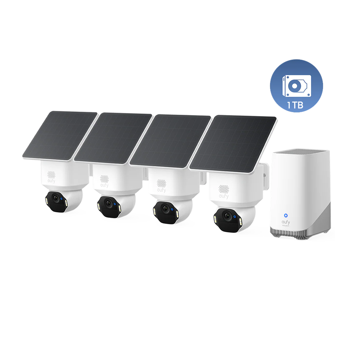 Kit de 4 caméras eufy Security SoloCam E42(HomeBase S380) + Disque dur 1 To