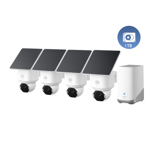 Kit de 4 caméras eufy Security SoloCam E42(HomeBase S380) + Disque dur 1 To