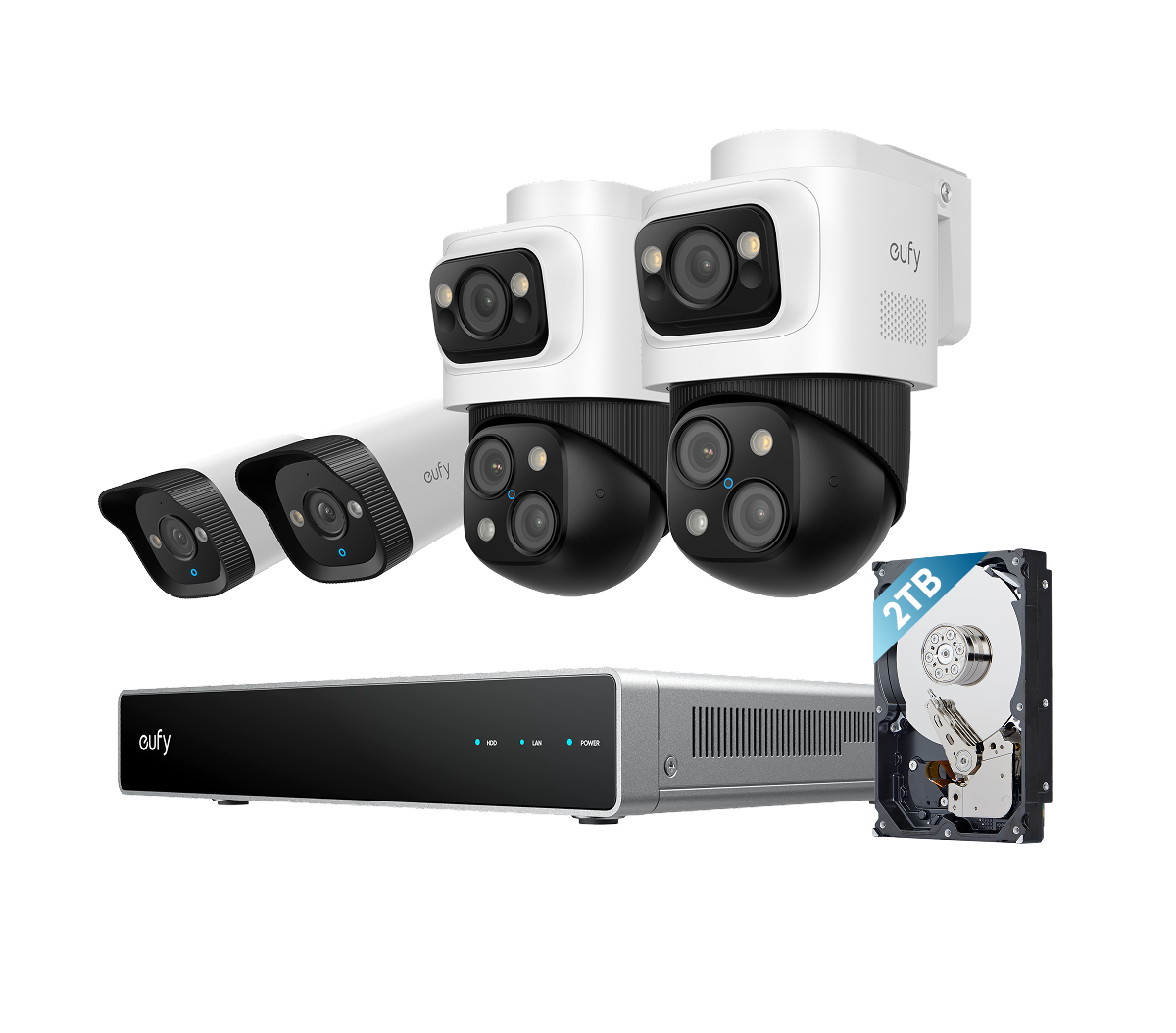 eufy Système de sécurité NVR PoE S4, 2 caméras Bullet PTZ et 2 Bullet