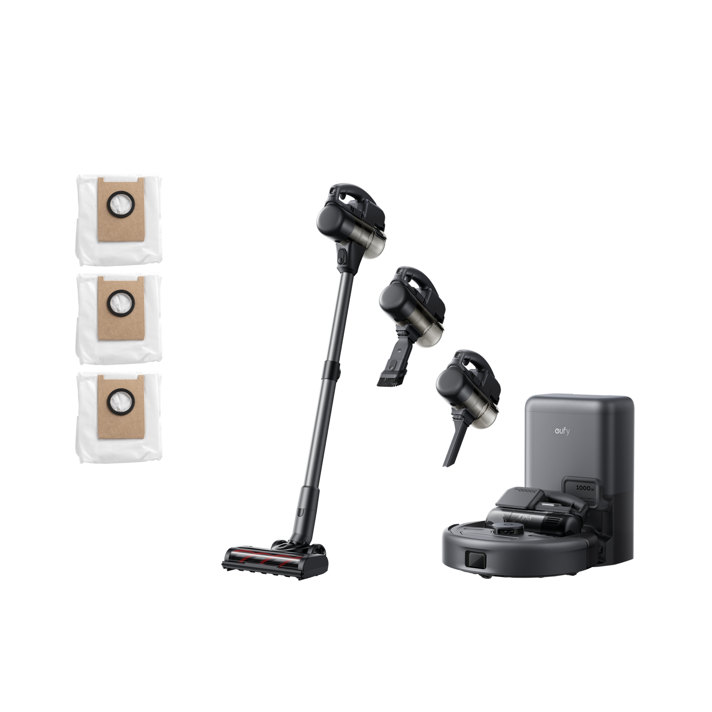 eufy Robot aspirateur 3-en-1 E20 + eufy Sac à poussière x 3
