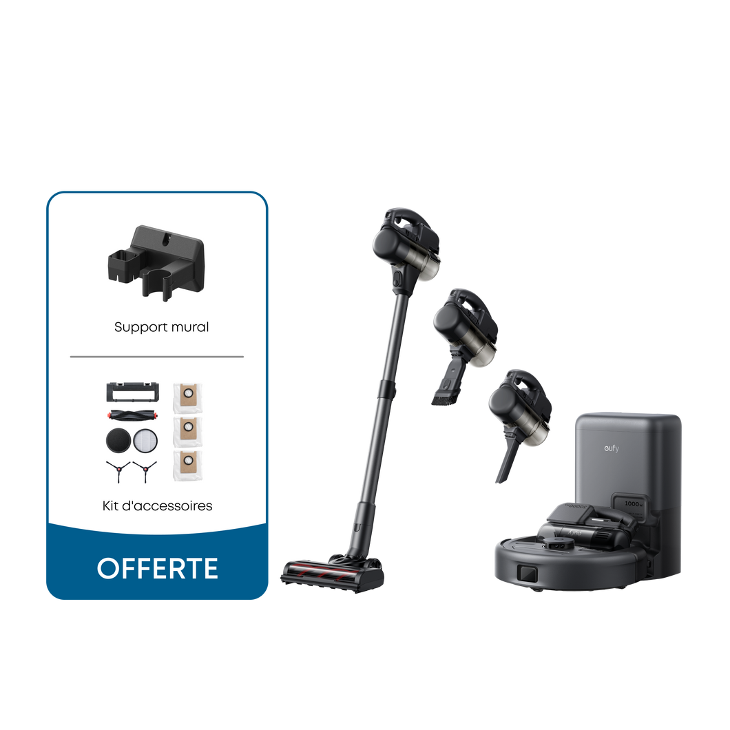 Robot aspirateur 3-en-1 E20 eufy（Support mural+Kit d'accessoires）