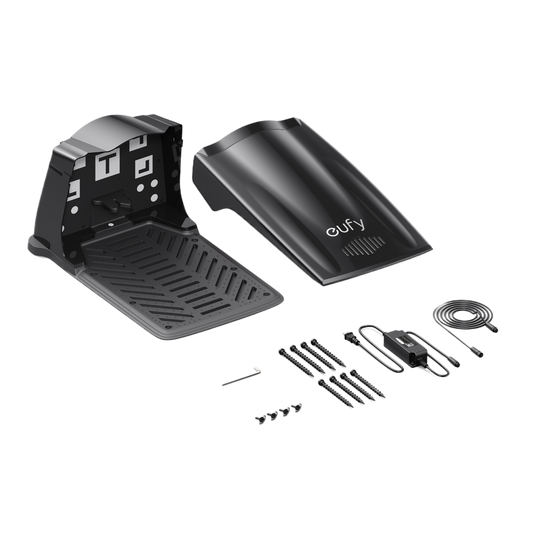 eufy Station de charge complète (incl. adaptateur Europe, support de charge, pare-soleil, vis, câble d’extension, etc.) pour tondeuse E15/E18