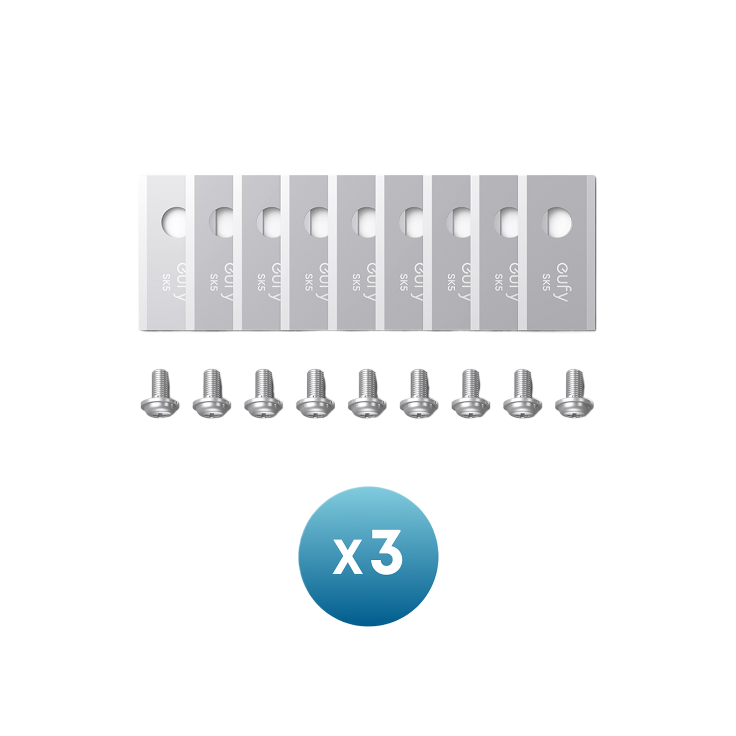 Boîte de lames de rechange eufy : 3 (9 lames de tondeuse et 9 vis), compatible avec eufy E15 & E18*