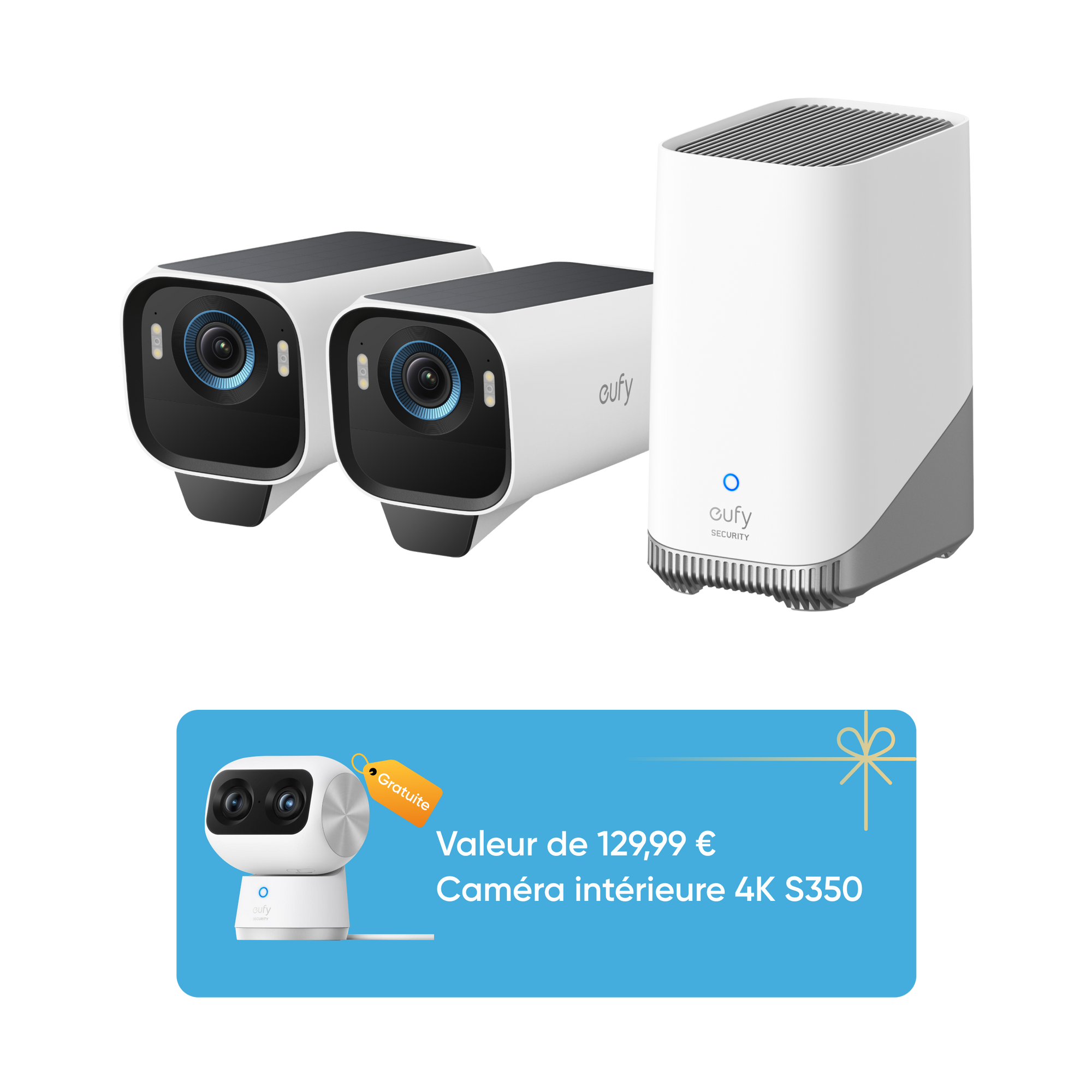 Kit EufyCam S3 Pro con 2 Telecamere + Caméra intérieure S350