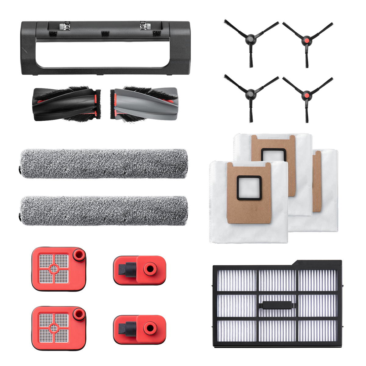 Kit de pièces de rechange pour robot aspirateur Omni E25/E28 eufy, brosse rotative avec poils et caoutchouc, protège-brosse, 2 brosses latérales, filtre lavable et 2 patins de nettoyage