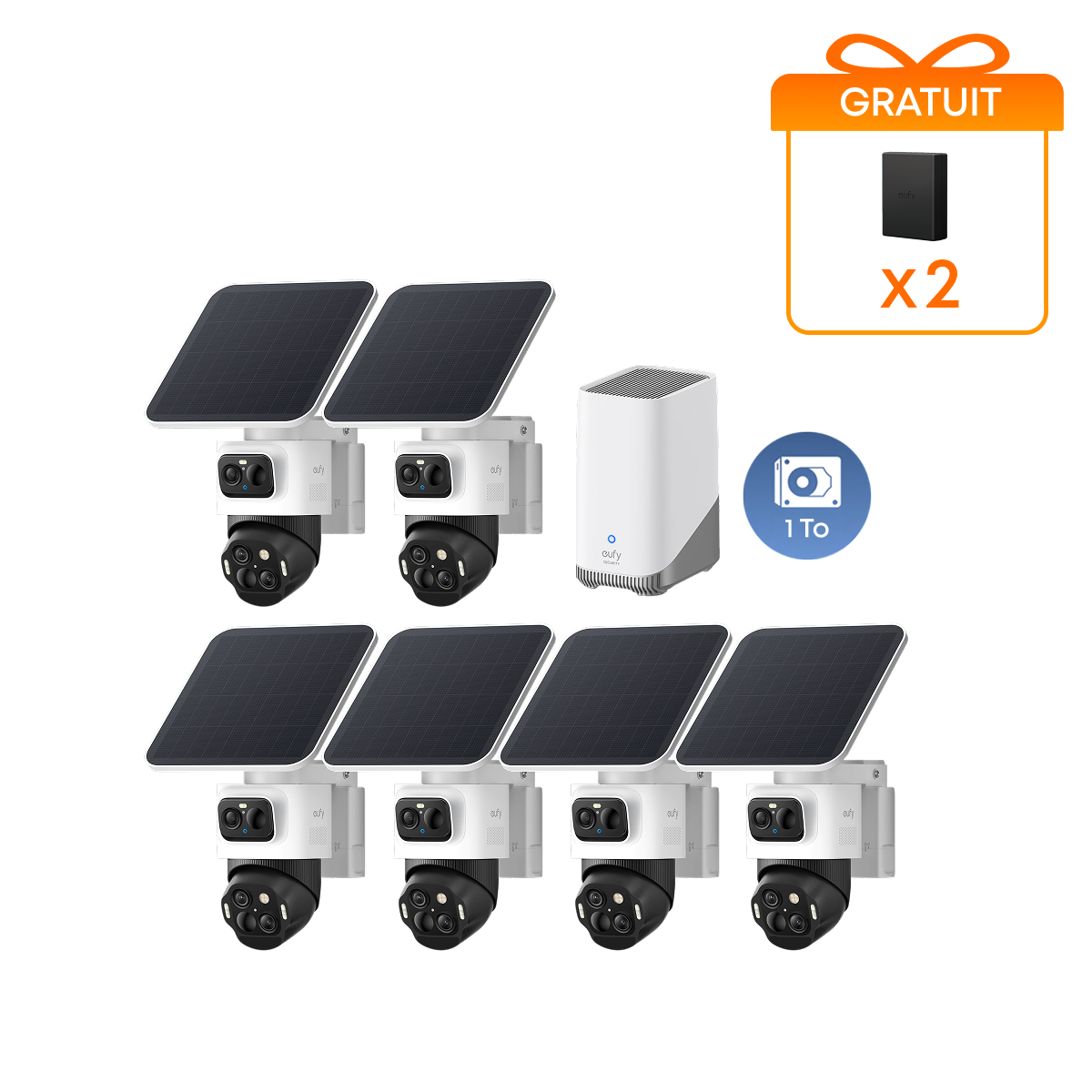 Kit de 6 caméras eufyCam S4 + Disque dur 1 To