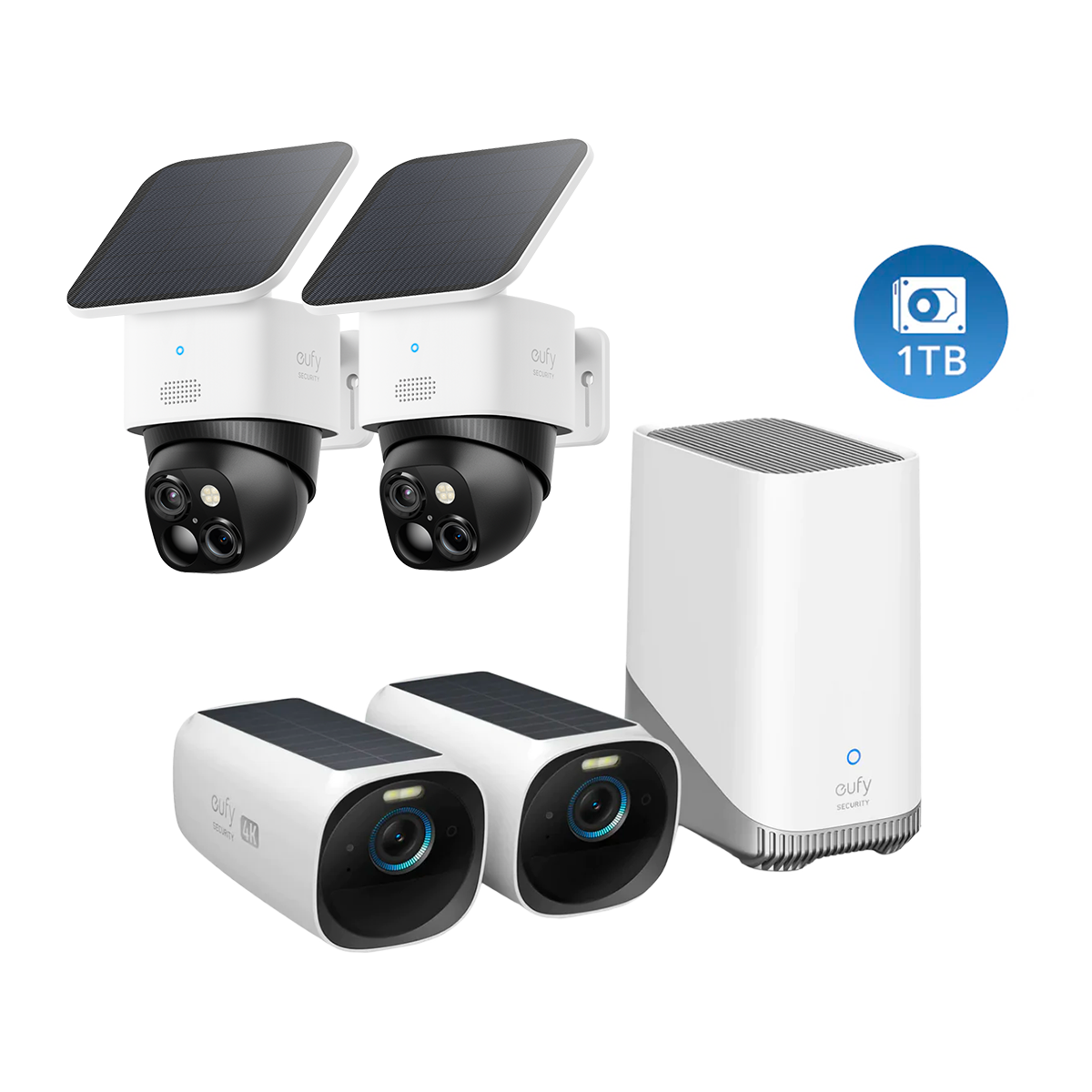 eufyCam S330 (eufyCam 3) + SoloCam S340 (pack de 2) + Disque dur 1 To
